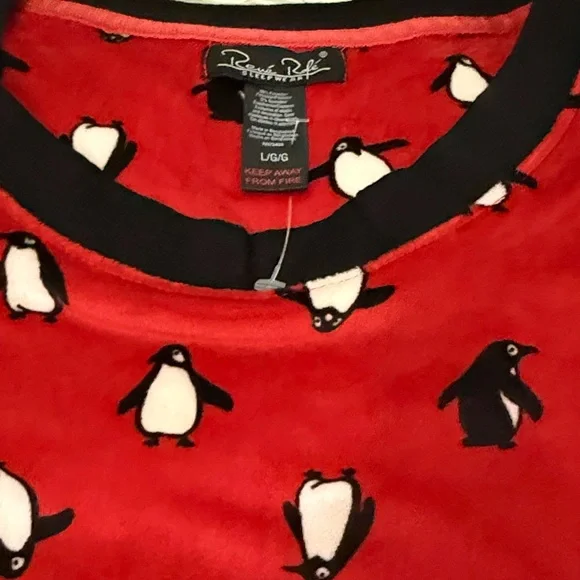 Cute super soft penguins woman’s Christmas pajamas size large pj’s with pockets - Picture 2 of 5